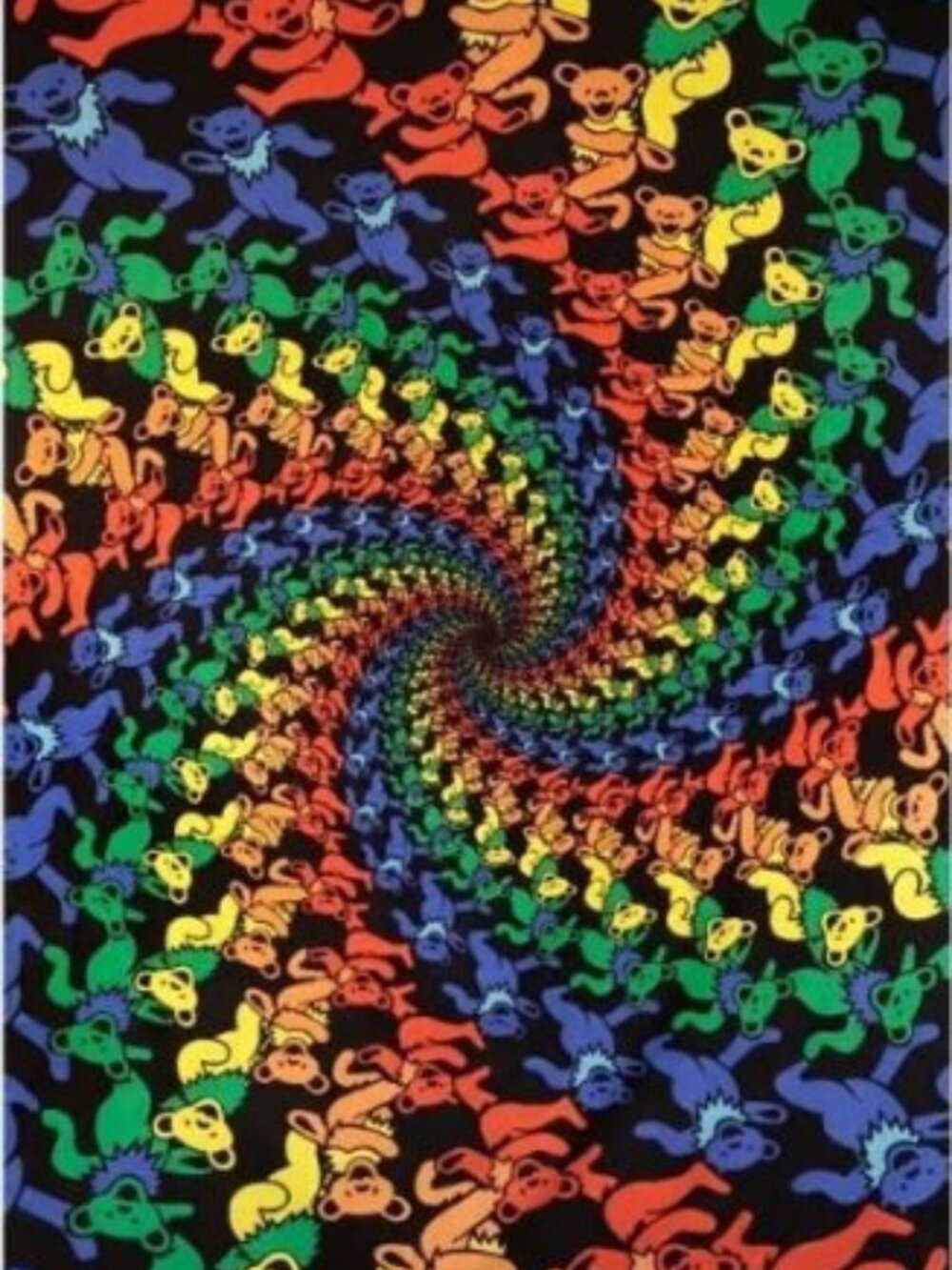 Grateful Dead 3D Dancing Bears Spiral Tapestry ~ 30" x 45" ~ Brand New!